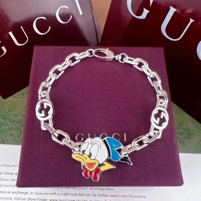 Gucci Chain-Link Bracelet Silver Multicolor Enamel Charm Bracelet 1