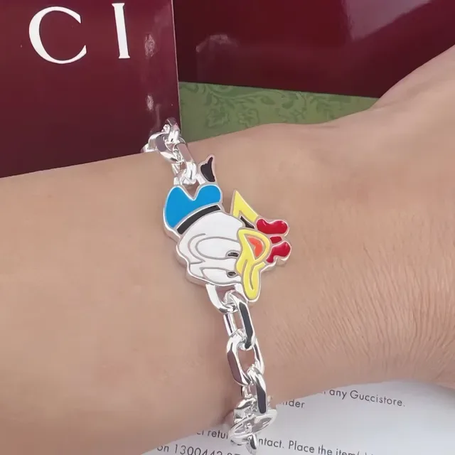 Gucci Chain-Link Bracelet Silver Multicolor Enamel Charm Bracelet 2