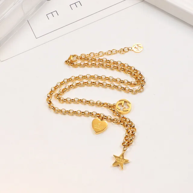Gucci Charm Necklace Silver Gold Chain-Link Pendant Necklace 2