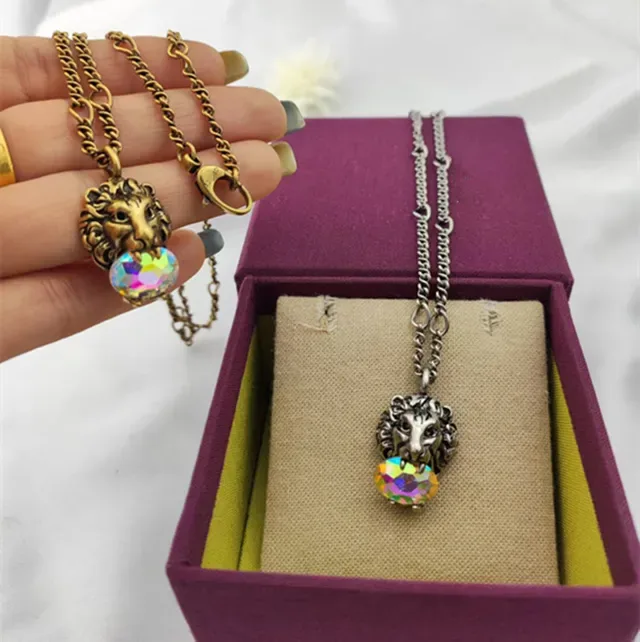 Gucci Dionysus Leão Multicor Dourado Cabeça Pingente Cristal Iridescente Colar 4