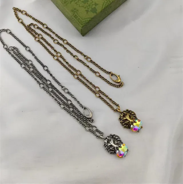 Gucci Dionysus Leão Multicor Dourado Cabeça Pingente Cristal Iridescente Colar 5