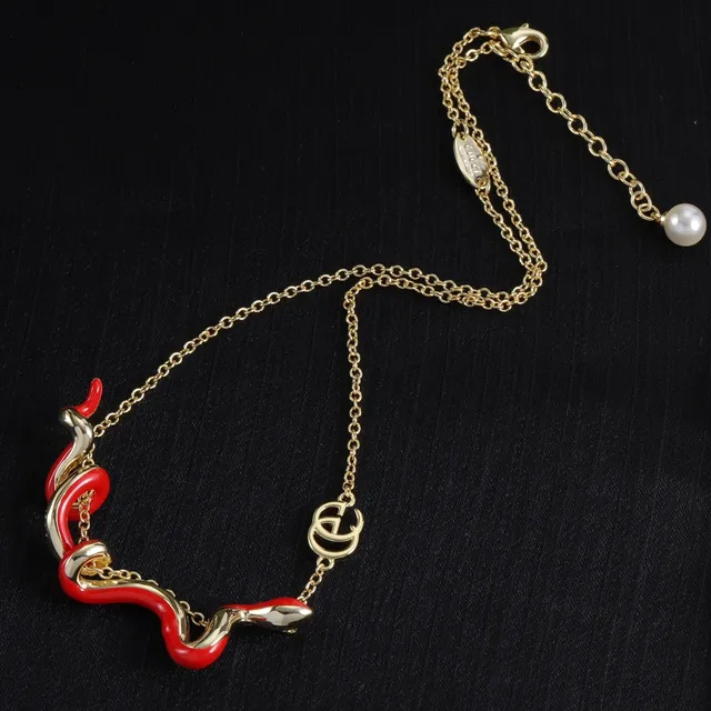 Gucci Dionysus Or Rouge Motif Serpent Accent Émail Collier 4