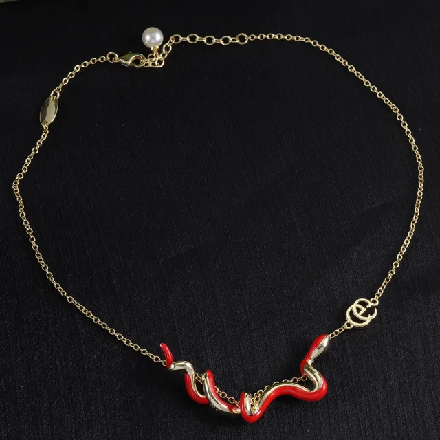 Gucci Dionysus Or Rouge Motif Serpent Accent Émail Collier 9