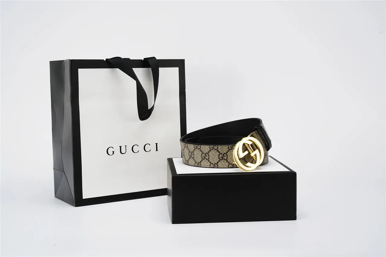 Gucci Double G Belt Beige Black Monogram Canvas Leather Belt 4