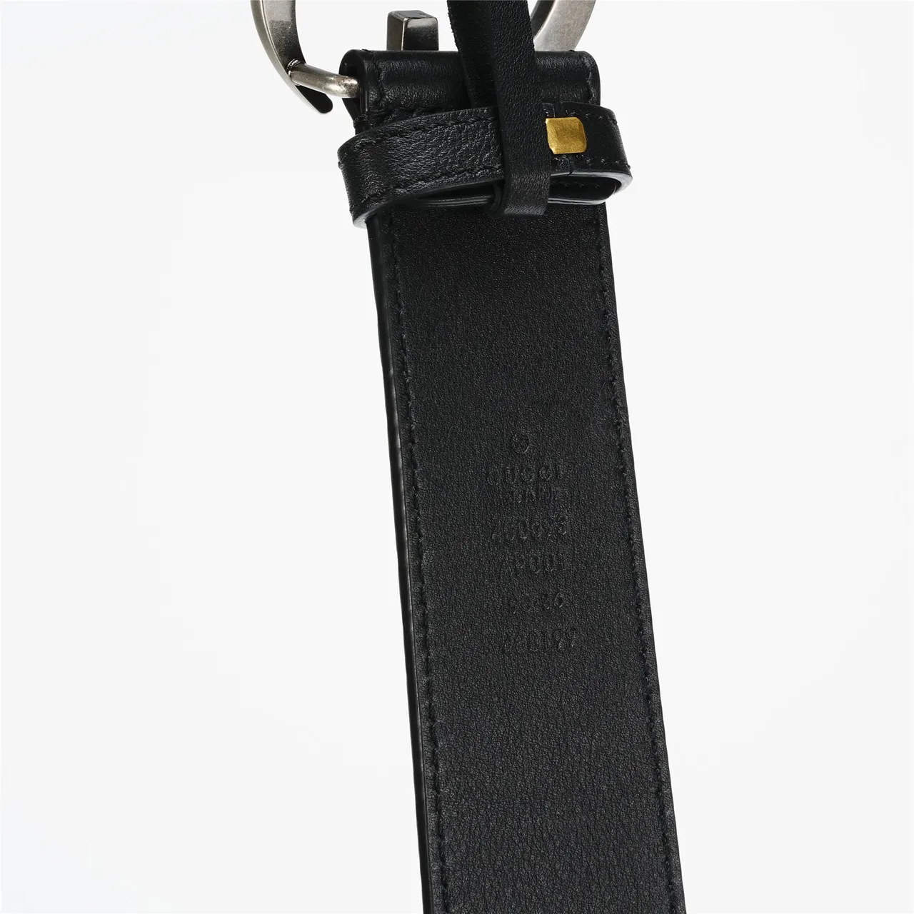 Gucci Double G Belt Black Silver Embossed GG Monogram Interlocking Buckle Leather Belt 8