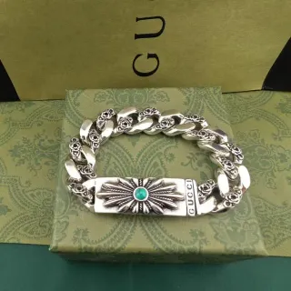 Gucci Pulsera Floral Sunburst Turquesa Cabochón Plata