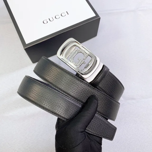 Gucci G-Buckle Black Textured Leather Belt 4