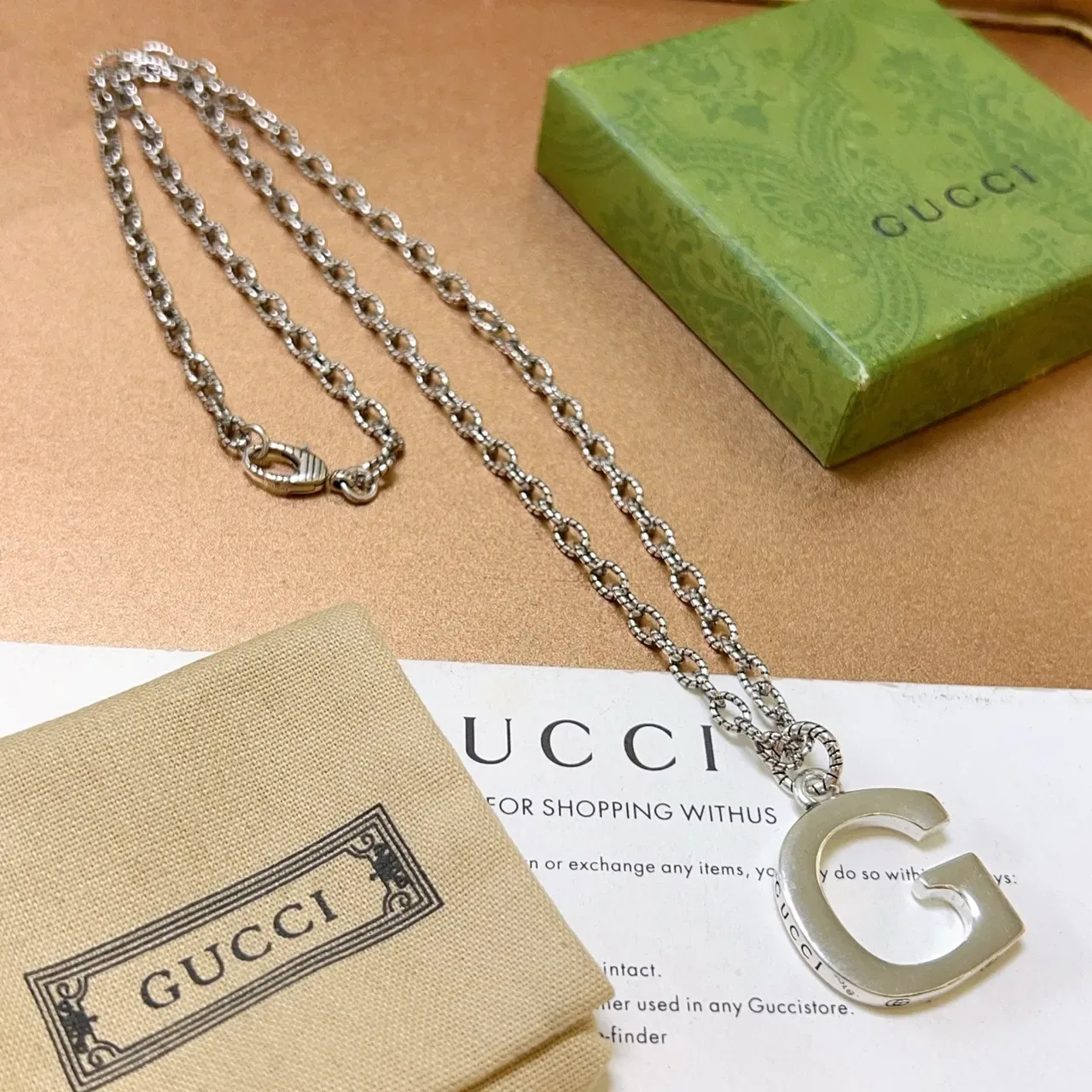 Gucci G-Logo Pendant Silver-Tone Chain Necklace 4