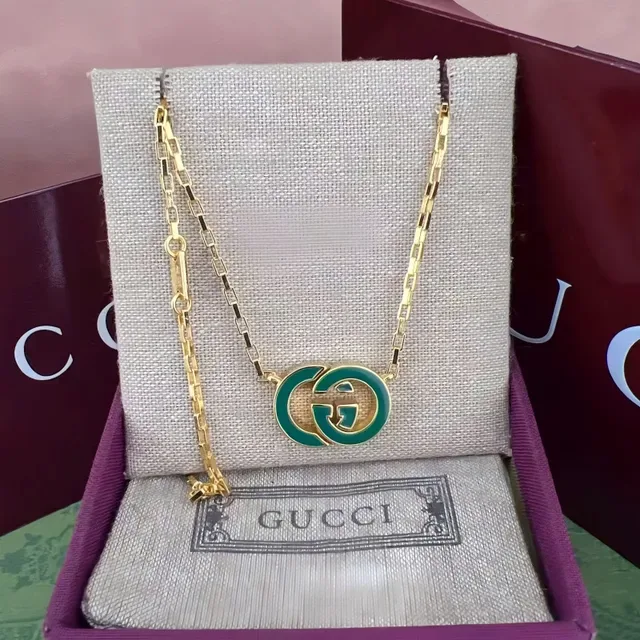 Gucci GG Enamel Bracelet Gold Green Chain Logo Bracelet 4