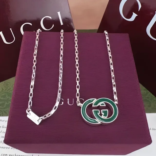 Gucci GG Enamel Bracelet Gold Green Chain Logo Bracelet 5