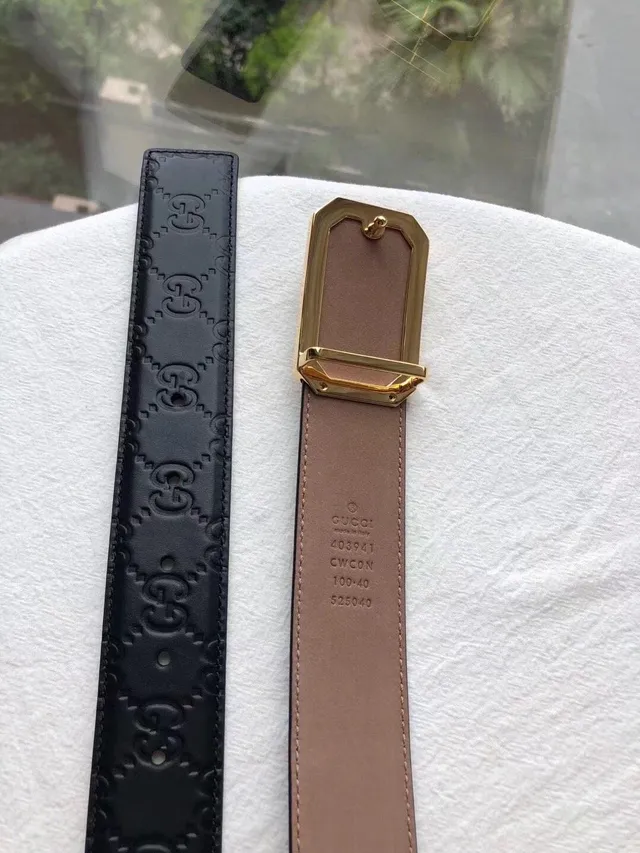 Gucci GG Marmont Black Gold Embossed Monogram Rectangular Buckle Leather Belt 3