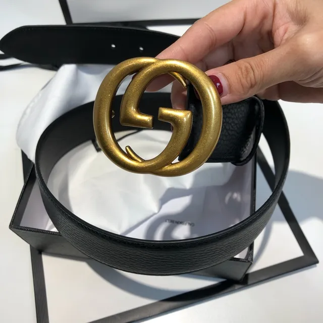 Gucci GG Marmont Black Pebbled Leather Belt 4