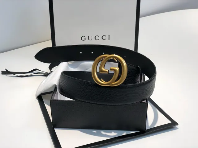 Gucci GG Marmont Black Pebbled Leather Belt 5