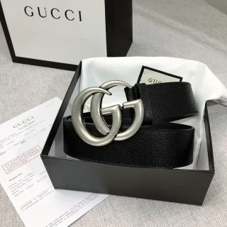 Gucci GG Marmont Black Pebbled Leather Belt