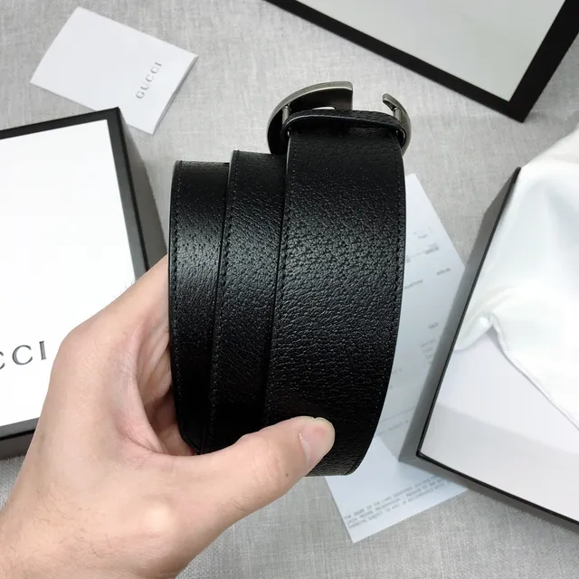 Gucci GG Marmont حزام جلد أسود مقرمش 2