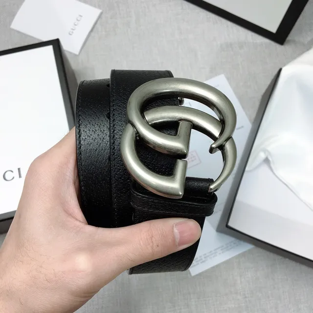 Gucci GG Marmont حزام جلد أسود مقرمش 3