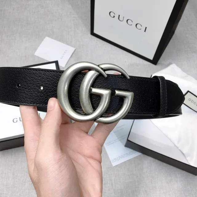 Gucci GG Marmont حزام جلد أسود مقرمش 4