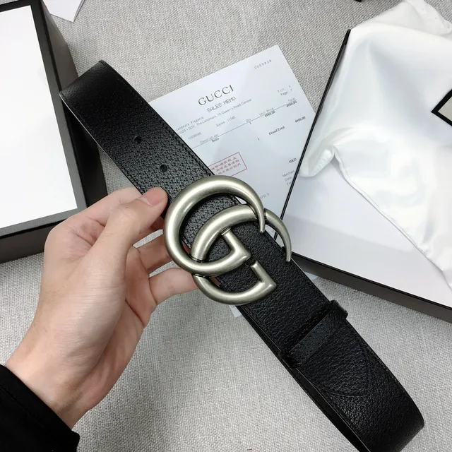 Gucci GG Marmont حزام جلد أسود مقرمش 5