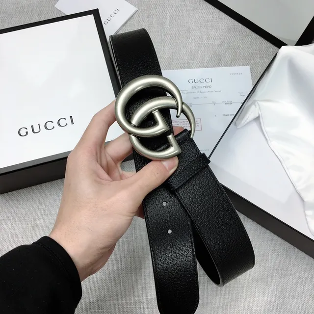 Gucci GG Marmont حزام جلد أسود مقرمش 6