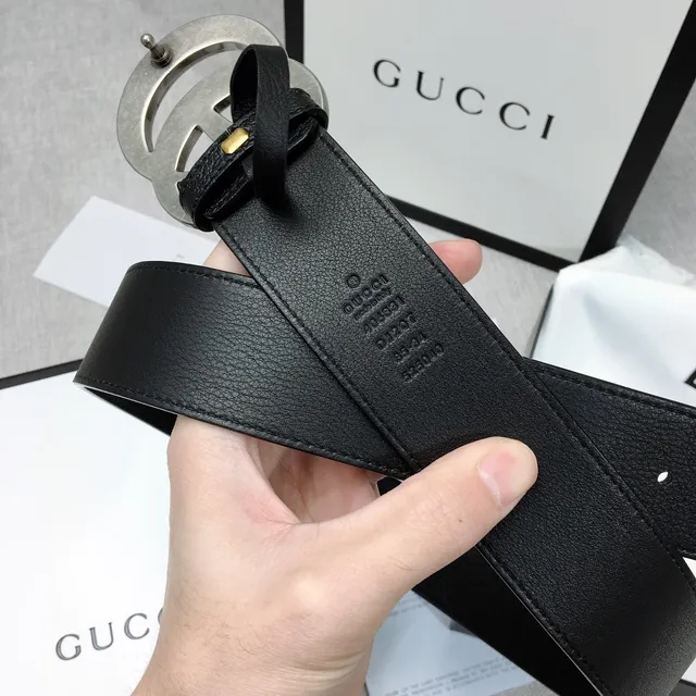 Gucci GG Marmont حزام جلد أسود مقرمش 7