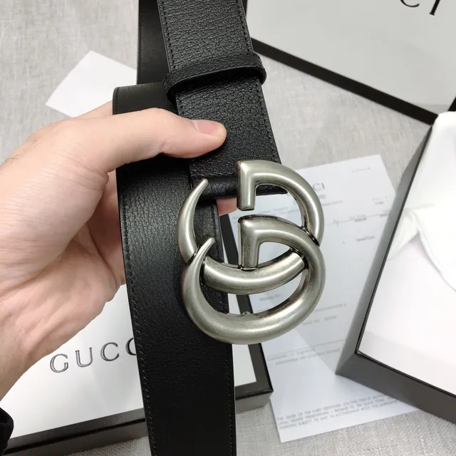 Gucci GG Marmont حزام جلد أسود مقرمش 8