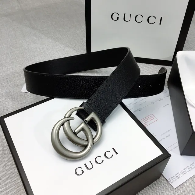 Gucci GG Marmont حزام جلد أسود مقرمش 9