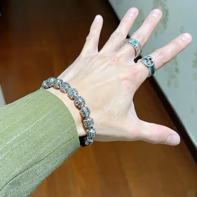 Gucci GG Marmont Black Silver Beaded Bracelet 2