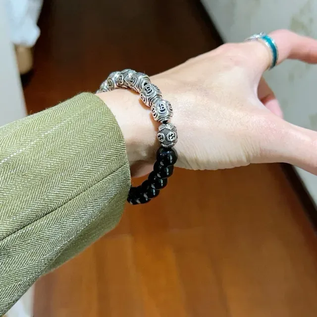 Gucci GG Marmont Black Silver Beaded Bracelet 5