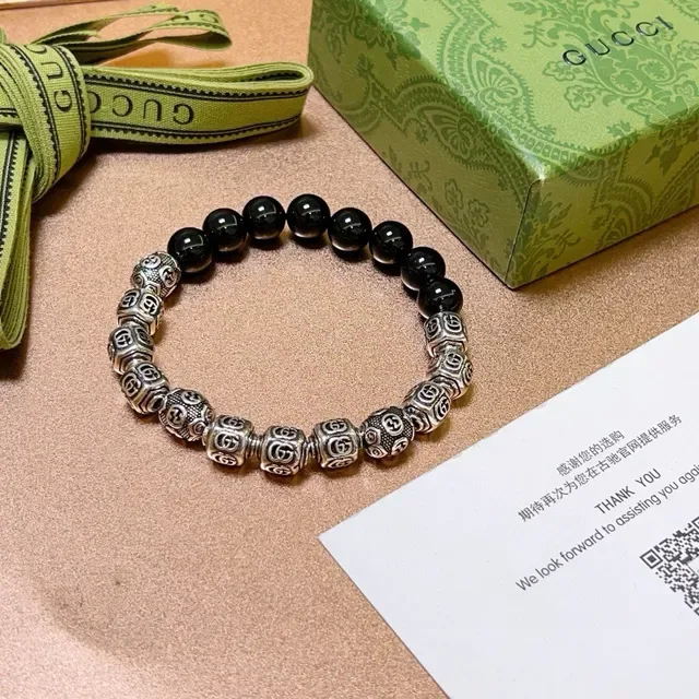 Gucci GG Marmont Black Silver Beaded Bracelet 6