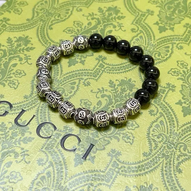 Gucci GG Marmont Black Silver Beaded Bracelet 7