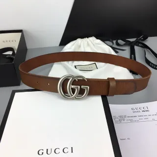 Gucci GG Marmont বাদামী চামড়ার বেল্ট