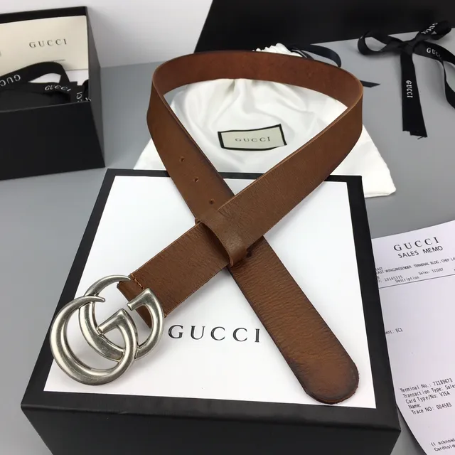 Gucci GG Marmont বাদামী চামড়ার বেল্ট 6