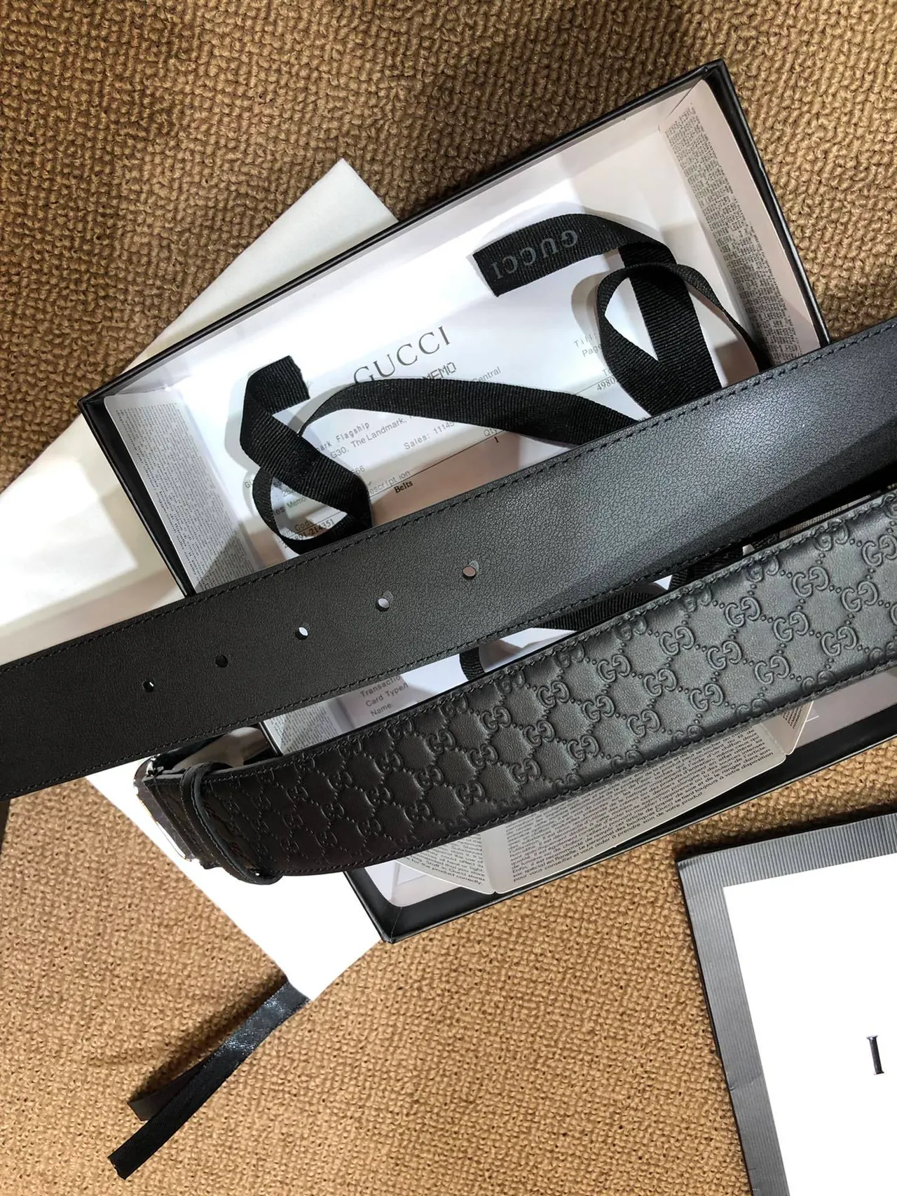Gucci GG Marmont Embossed Monogram Black Leather Belt 2