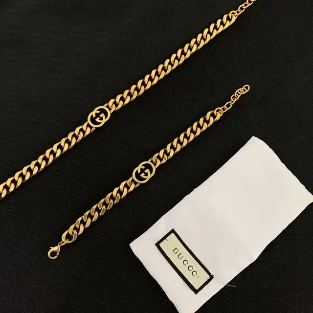 Gucci GG Marmont Gold Curb Chain Interlocking G Logo Necklace 5