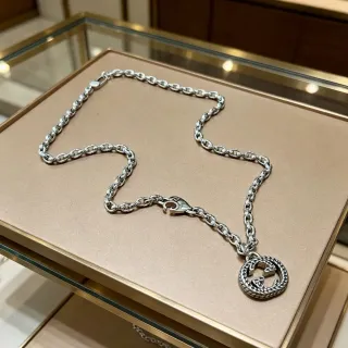 Gucci GG Marmont Interlocking G Logo Silver-Tone Chain Necklace