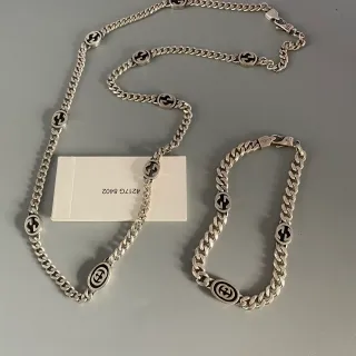 Gucci GG Marmont Interlocking G Logo Silver-Tone Chain Necklace