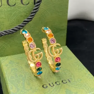 Gucci GG Marmont Multicolor Crystal Hoop Earrings