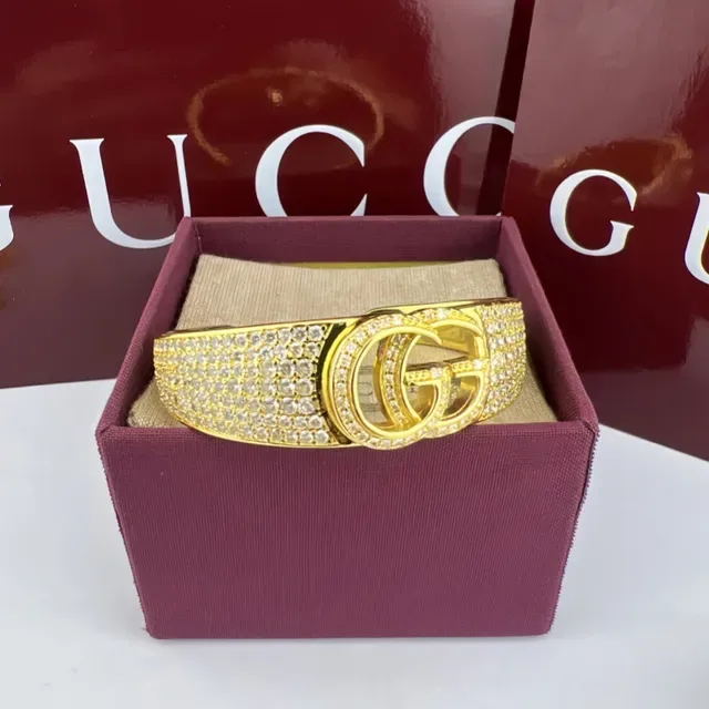 Gucci GG Marmont Pavé-Set Interlocking GG Silver Cuff Bracelet 4