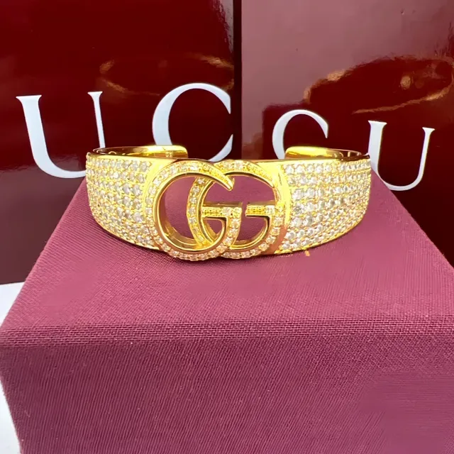 Gucci GG Marmont Pavé-Set Interlocking GG Silver Cuff Bracelet 6