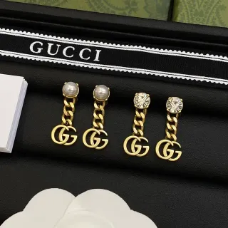 Gucci GG Marmont Pearl and Crystal Drop Earrings