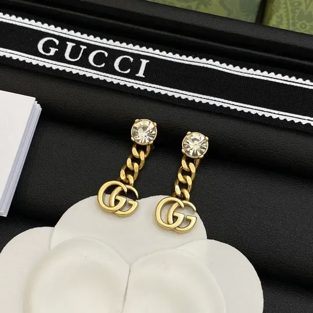 Gucci GG Marmont Pearl and Crystal Drop Earrings 4