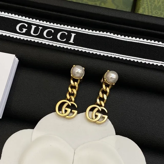 Gucci GG Marmont Pearl and Crystal Drop Earrings 6