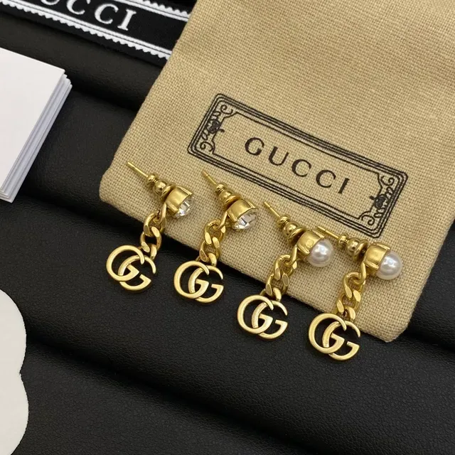 Gucci GG Marmont Pearl and Crystal Drop Earrings 7