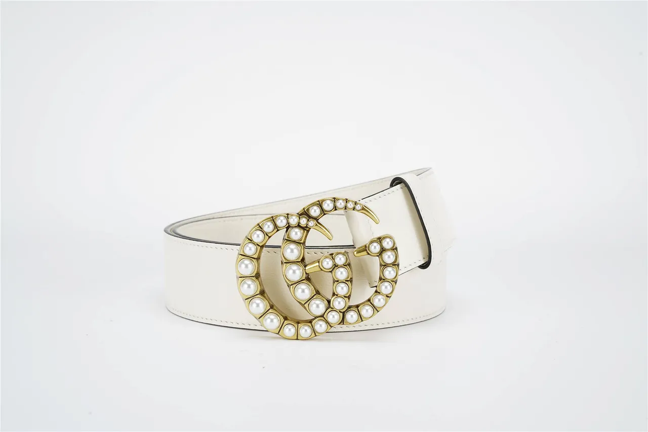 Gucci GG Marmont Ceinture en cuir ornée de perles 4