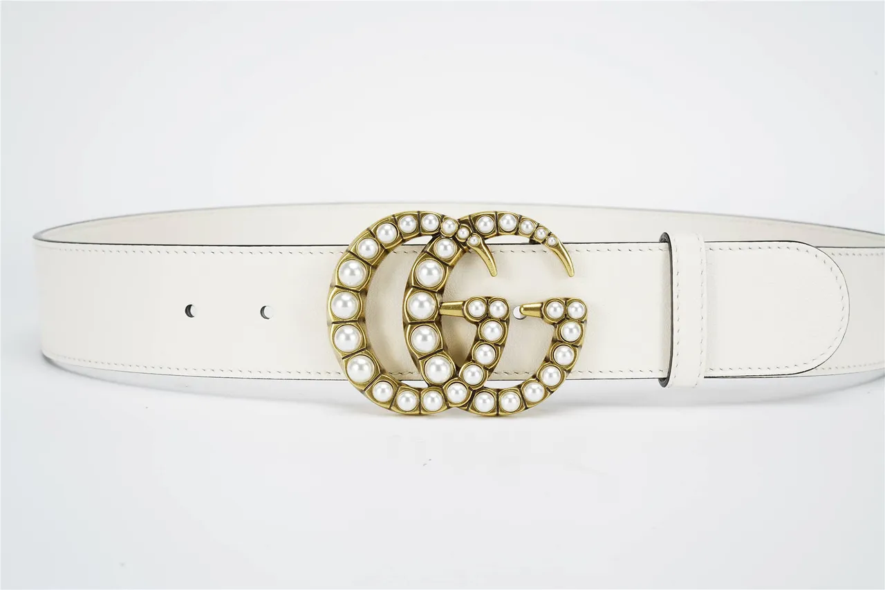 Gucci GG Marmont Ceinture en cuir ornée de perles 9