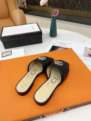 Gucci GG Marmont Quilted Black Leather Slippers 5