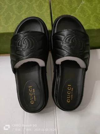 Gucci GG Marmont Slide Black Quilted Leather Slippers 3