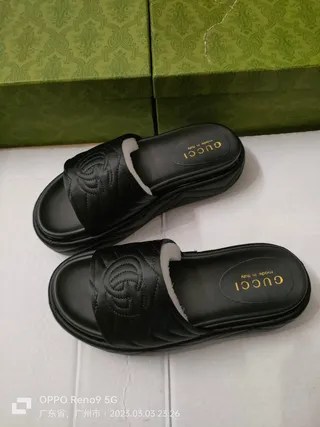 Gucci GG Marmont Slide Black Quilted Leather Slippers 5