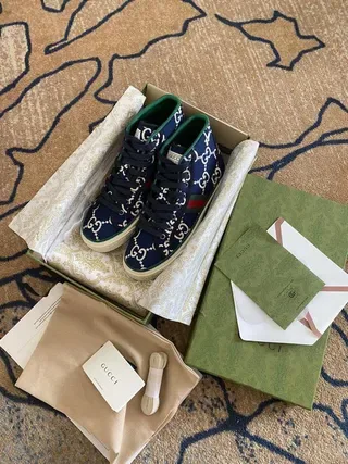 Gucci GG Marmont Sneaker Navy Blue White Green Red Lifestyle Sneakers 4