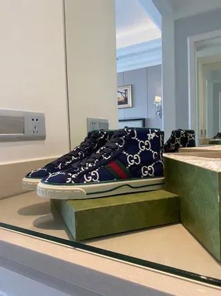 Gucci GG Marmont Sneaker Navy Blue White Green Red Lifestyle Sneakers 5